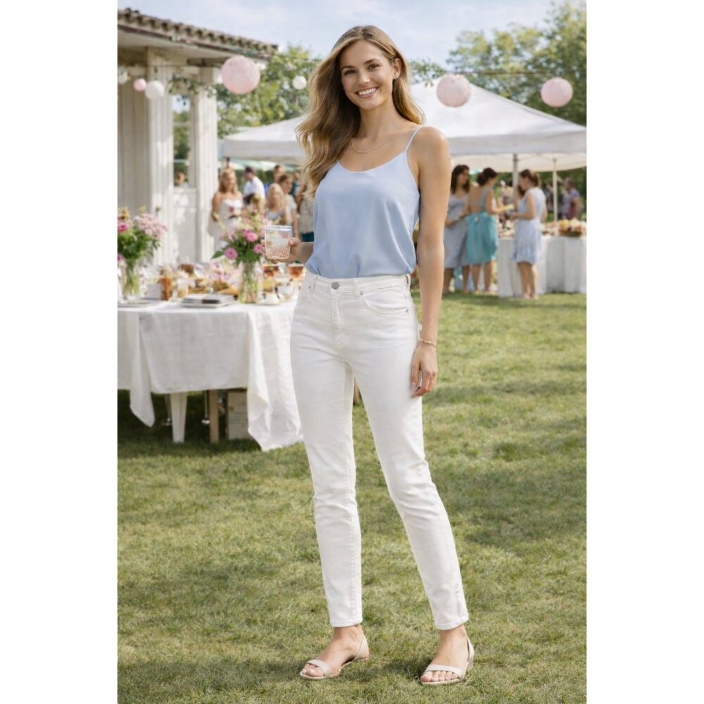 Ann Taylor The Skinny Mid Rise White Jeans Size 2 Stretch Cotton LYCRA